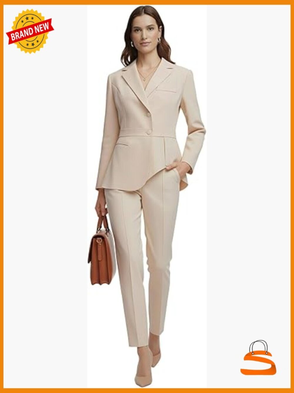 Women's 2-Piece Pantsuit Set Peplum Blazer Straight Leg Pants Business Office